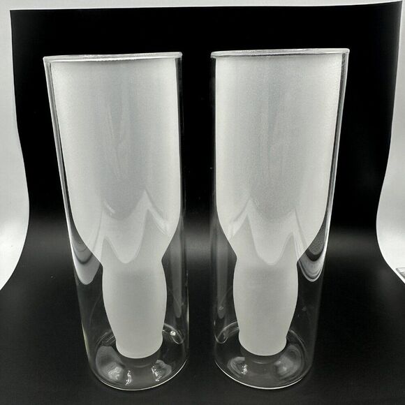 Double Wall Beer Glasses Highwave Australian Insulated Frosted 16 Oz Barware Set - Picture 1 of 10
